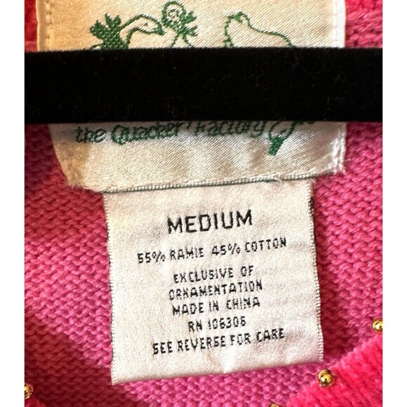 Quacker‎ Factory Sweater Size M Pink Snowman Sequins Long Sleeve Beaded Holidays - Picture 7 of 9